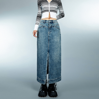 taobao agent Autumn long denim skirt, American style, mid-length