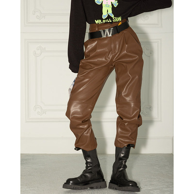 taobao agent APEA's autumn and winter of 20120, new fashion high waist, thin waist, thin plus thickened PU beam of skin pants female Haron pants female J