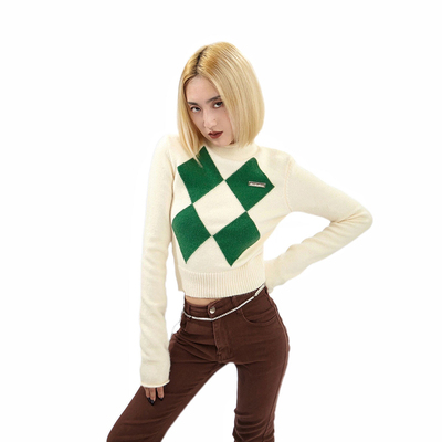 taobao agent Demi-season retro knitted sweater, 2021 collection, high collar, fitted, long sleeve