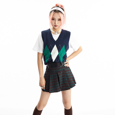 taobao agent Retro knitted vest, sweater, 2021 collection, autumn, American style, V-neckline