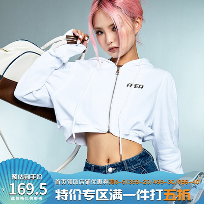 taobao agent Demi-season retro sweatshirt with hood with zipper, jacket, American style