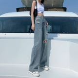 Джинсы, весенние сексуальные длинные штаны, 2024 года, тренд сезона, свободный крой