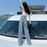 Джинсы, весенние сексуальные длинные штаны, 2024 года, тренд сезона, свободный крой