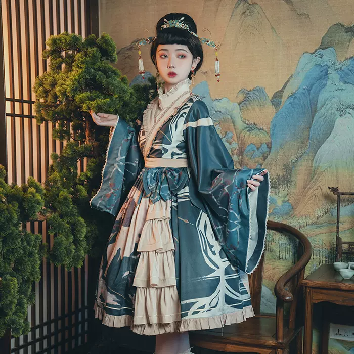 現貨楓藻記原創lolita【共生關係】日式和風浴衣羅莉塔裙洋裝和服-Taobao