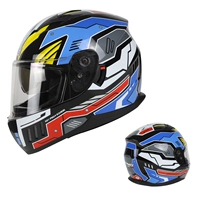 Полная наклейка с голубым шлемом [Материал ABS+Four Seasons Universal Dual-Mirror High Definition Fog Высокоразбил