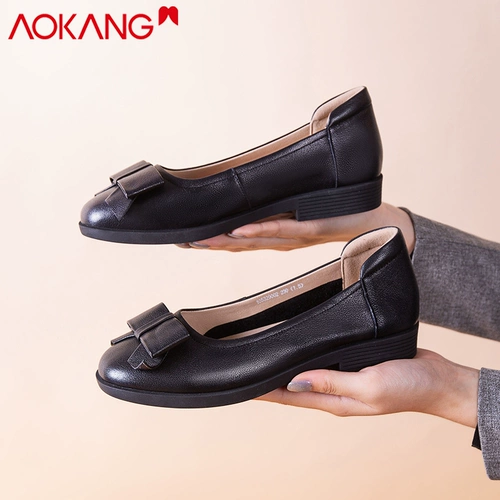 Комфортные нескользящие туфли с бантиком для матери для кожаной обуви, мягкая подошва