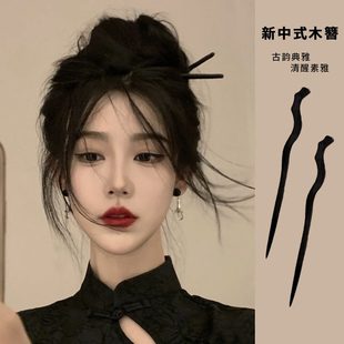 女性用の新しい中国風の木製ヘアピン、古代スタイルの漢服チャイナドレス、ヘアピンアクセサリー、ヘアピン、ヘアピン、馬の顔のスカート、頭飾り