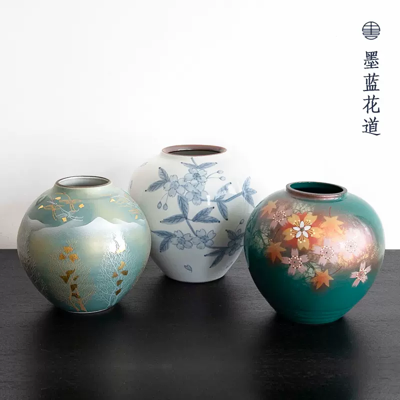 日本回流七宝烧旧物瓷器艺术收藏老物件摆件装饰九谷烧彩绘花瓶-Taobao