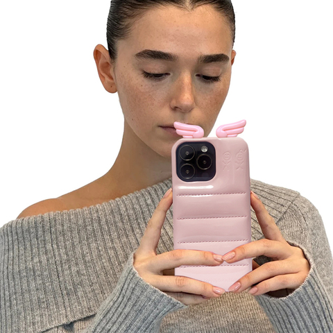 Pink — New Girls Urban Sophistication Angel Wings Luxury Puffer Down Jacket Plus/Pro/Max – 16, 15, 14, 13, 12 iPhone Case