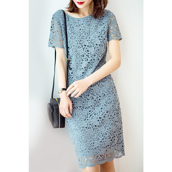 Летняя кружевная длинная юбка, сексуальное платье, круглый воротник, с рукавом, яркий броский стиль