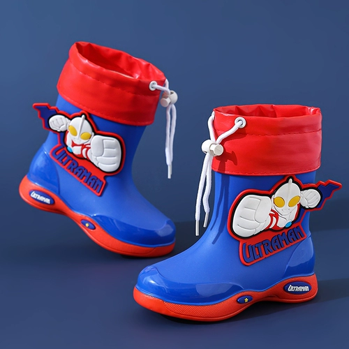 Ultra, детский Ультрамен Тига, нескользящий дождевик, водонепроницаемые милые флисовые сапоги для раннего возраста для мальчиков на четыре сезона