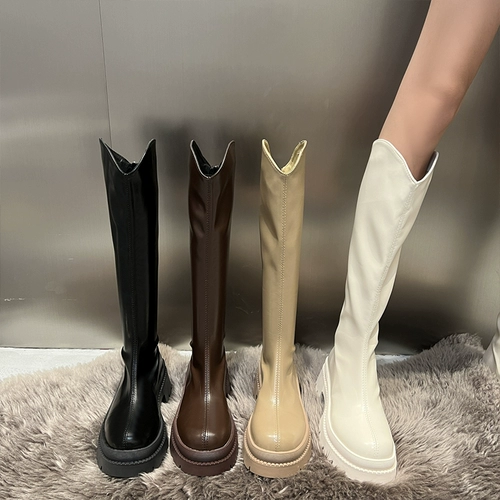 Зимние флисовые ботинки, высокие сапоги на платформе, из натуральной кожи, коллекция 2022