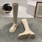 Флисовые ботинки в английском стиле, высокие сапоги на платформе, из натуральной кожи, коллекция 2021, в британском стиле