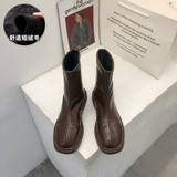 Флисовые ботинки в английском стиле, высокие сапоги на платформе, из натуральной кожи, коллекция 2021, в британском стиле