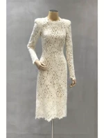 Брендовое кружевное приталенное платье, французский стиль, 2023