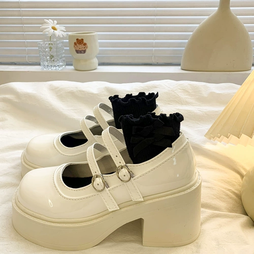 Ретро летняя обувь в английском стиле для кожаной обуви, высокая подходит с юбкой на платформе, туфли, в британском стиле