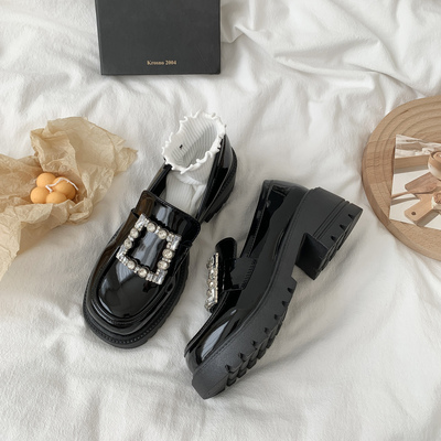 taobao agent Black demi-season high universal footwear English style platform, french style, 2022 collection, trend of season, British style