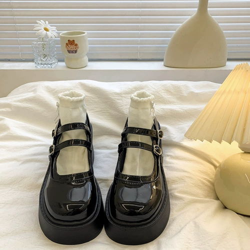 Ретро летняя обувь в английском стиле для кожаной обуви, высокая подходит с юбкой на платформе, туфли, в британском стиле