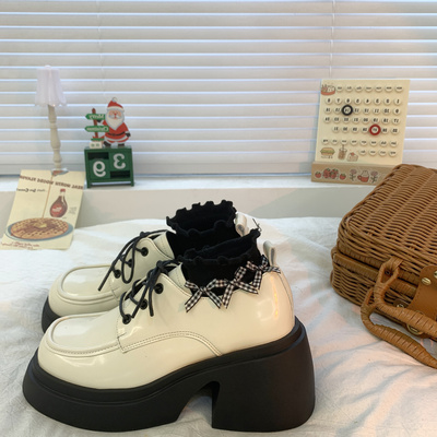 taobao agent White high Japanese footwear English style, British style, french style