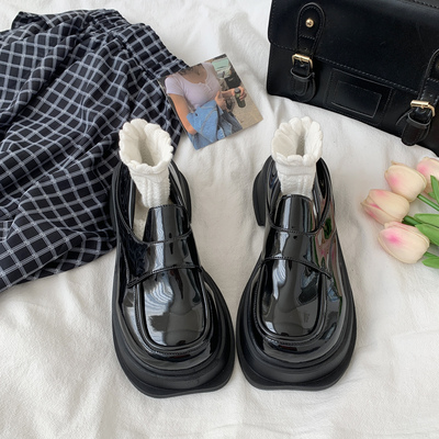 taobao agent Black demi-season high Japanese universal footwear English style platform, 2022 collection, British style