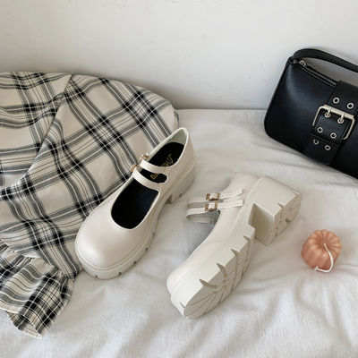 taobao agent White summer high retro Japanese soft uniform platform, footwear