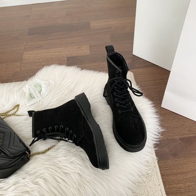 taobao agent Martens, Tide, matte fleece winter low boots English style, 2021 collection, British style