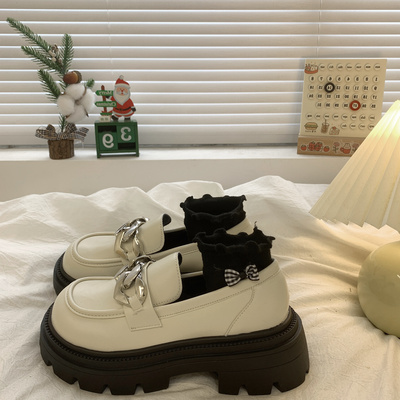 taobao agent White loafers platform, Japanese high universal footwear English style, 2022 collection, British style