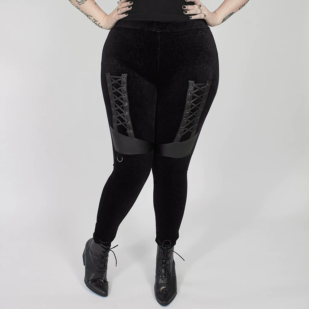 PUNKRAVE Ashes Series Ladies плюс-size тонкие legging Gothic штаны дикий черный DK-454DQF