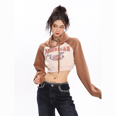 taobao agent Retro short hoody, American style, 2022 collection, autumn