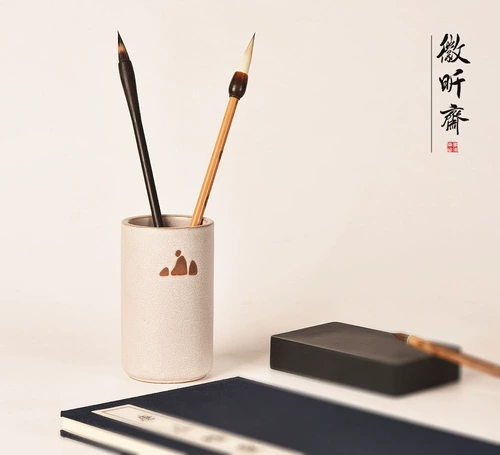 徽昕斋 Ретро держатель для ручек, украшение, фарфоровая система хранения ручной работы, керамическая высококлассная кисть для письма, китайский стиль, простой и элегантный дизайн
