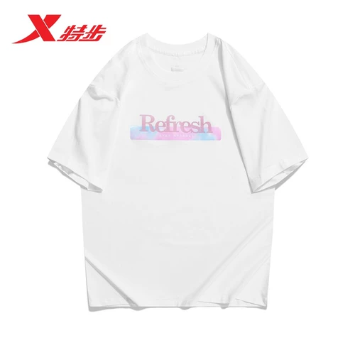 Xtep, летняя футболка с коротким рукавом, дышащий трикотажный свитер, круглый воротник