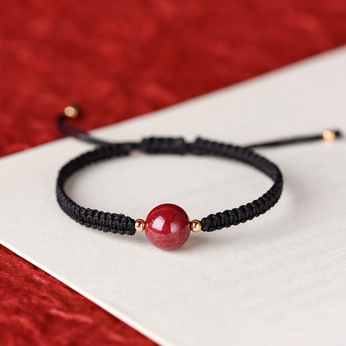 Плетеный натуральный браслет из красной нити, браслет с одной бусиной для влюбленных, оберег на день рождения, цвета киновари, коллекция 2021