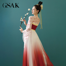 китайский костюм 中国风唐制渐变改良汉服重回汉唐古装原创齐胸刺绣日常秋冬新款女