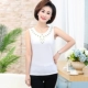 Mùa hè phụ nữ trung niên mặc áo phông mẹ 35 dì 40 - 50 tuổi mặc áo vest cotton cộc tay sọc plus size áo - Áo ba lỗ