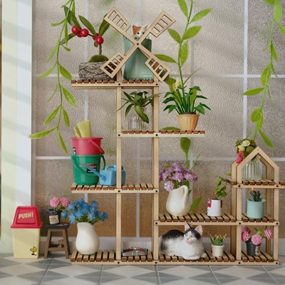 taobao agent [Miyou Hall] Wastewood wooden shelf cat climbing shelf DIY furniture cloth OB11 clay plants