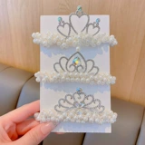 Детская резинка для волос из жемчуга для девочек, эластичный аксессуар для волос, корона