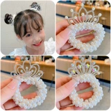 Детская резинка для волос из жемчуга для девочек, эластичный аксессуар для волос, корона