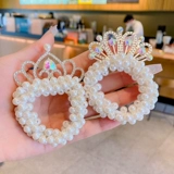 Детская резинка для волос из жемчуга для девочек, эластичный аксессуар для волос, корона