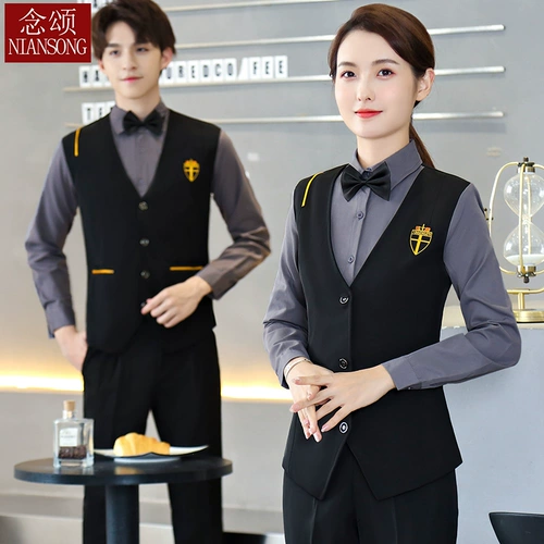 Кофейный комбинезон для отеля, жилет, комплект