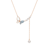 周大生 S925银贝母蝴蝶珍珠项链