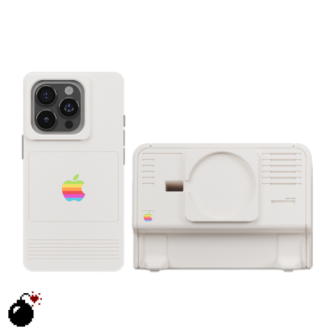 Retro Macintosh : Vintage Rainbow Logo, Textured Finish – 17, 16, 15, 14, 13, 12 Plus/Pro/Max/Air iPhone Case