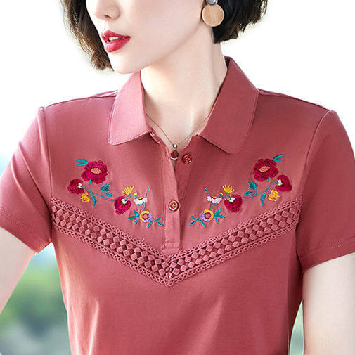 Хлопковая футболка с коротким рукавом, летняя одежда для матери, спортивная футболка polo для отдыха, 2022