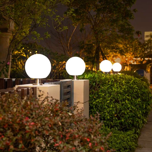 Уличная вилла на солнечной энергии, уличный сферический фонарь для колонны для беседки для ограждения