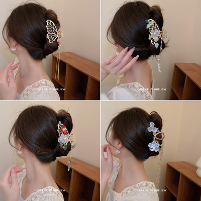 taobao agent Pearl butterfly Liu Su Metal Grab the Girl Hanfu Holding the head of the head of the summer shark clip the ancient wind clip headdress