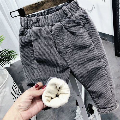 Вельветовые утепленные детские бархатные штаны для мальчиков, свободный крой