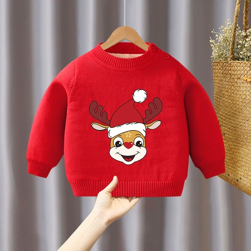 Флисовый детский зимний рождественский свитер для отдыха, высокий воротник, в западном стиле