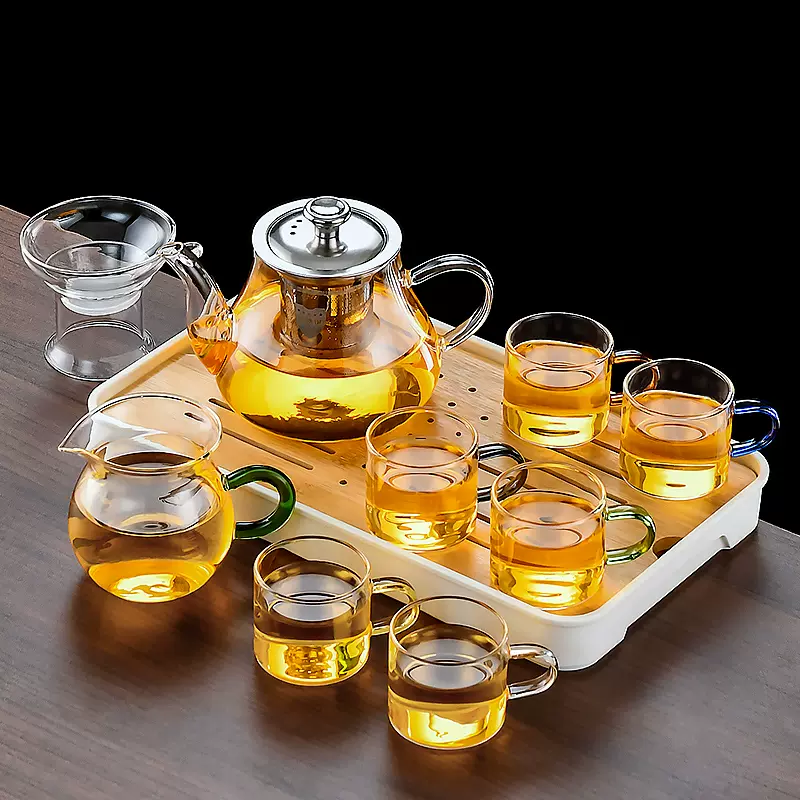 2024新款玻璃茶具套装家用蒸煮一体泡茶壶透明功夫茶杯小套养生壶