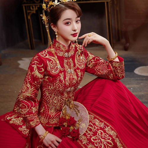Традиционный свадебный наряд Сюхэ, свадебное платье для невесты, вечернее платье, коллекция 2022, китайский стиль, подходит для подростков, дракон и феникс