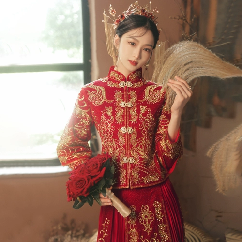 Традиционный свадебный наряд Сюхэ, свадебное платье, летнее вечернее платье, коллекция 2023, по фигуре, большой размер, дракон и феникс