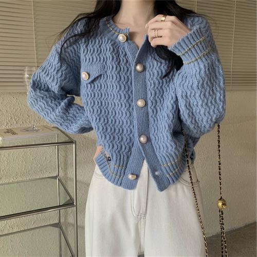 Демисезонный лонгслив, свитер, короткий кардиган, коллекция 2022, французский стиль, в стиле Шанель, по фигуре